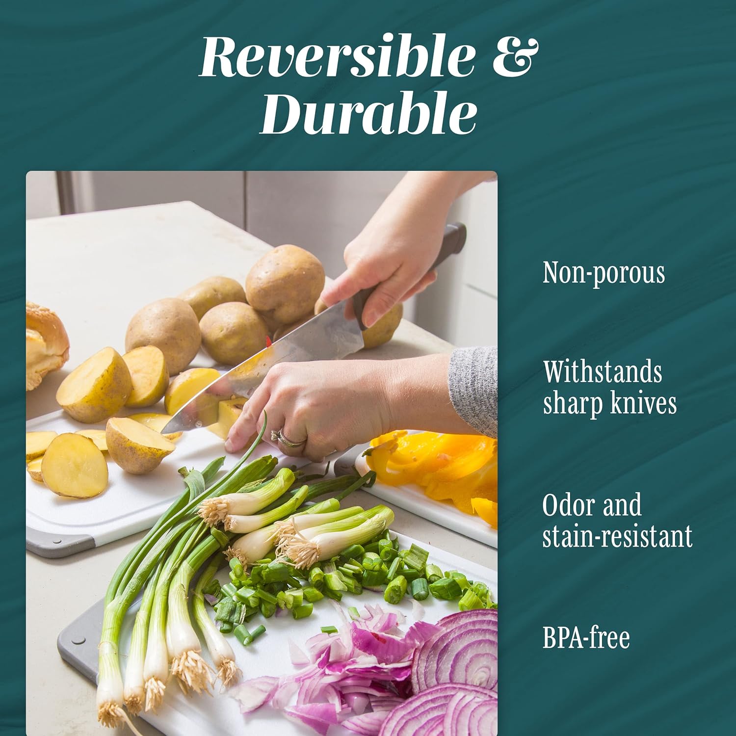 Cutting Boards for Kitchen - BPA-Free Chopping Board - Different Sizes & Non Slip Handles
