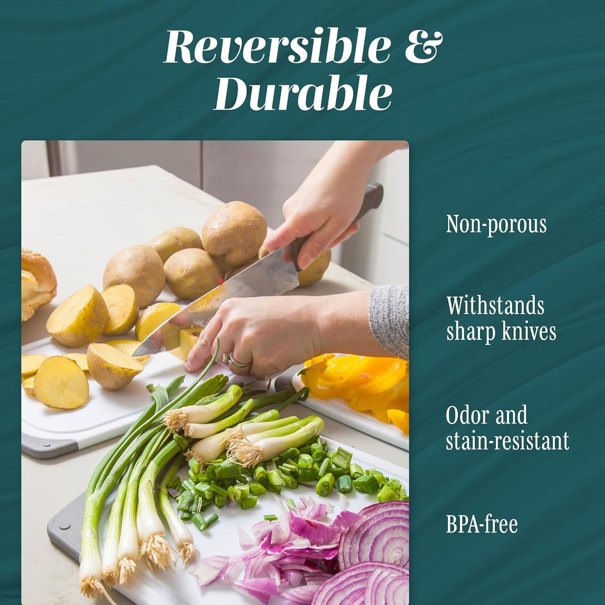 Cutting Boards for Kitchen - BPA-Free Chopping Board - Different Sizes & Non Slip Handles