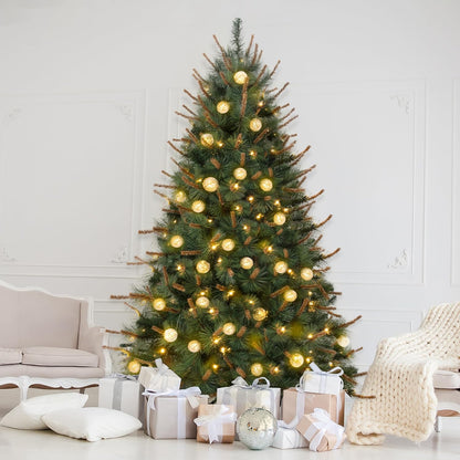 Selena 7.5ft Prelit Artificial Christmas Tree with 1209 Branch Tips, 400 Warm Lights and Metal