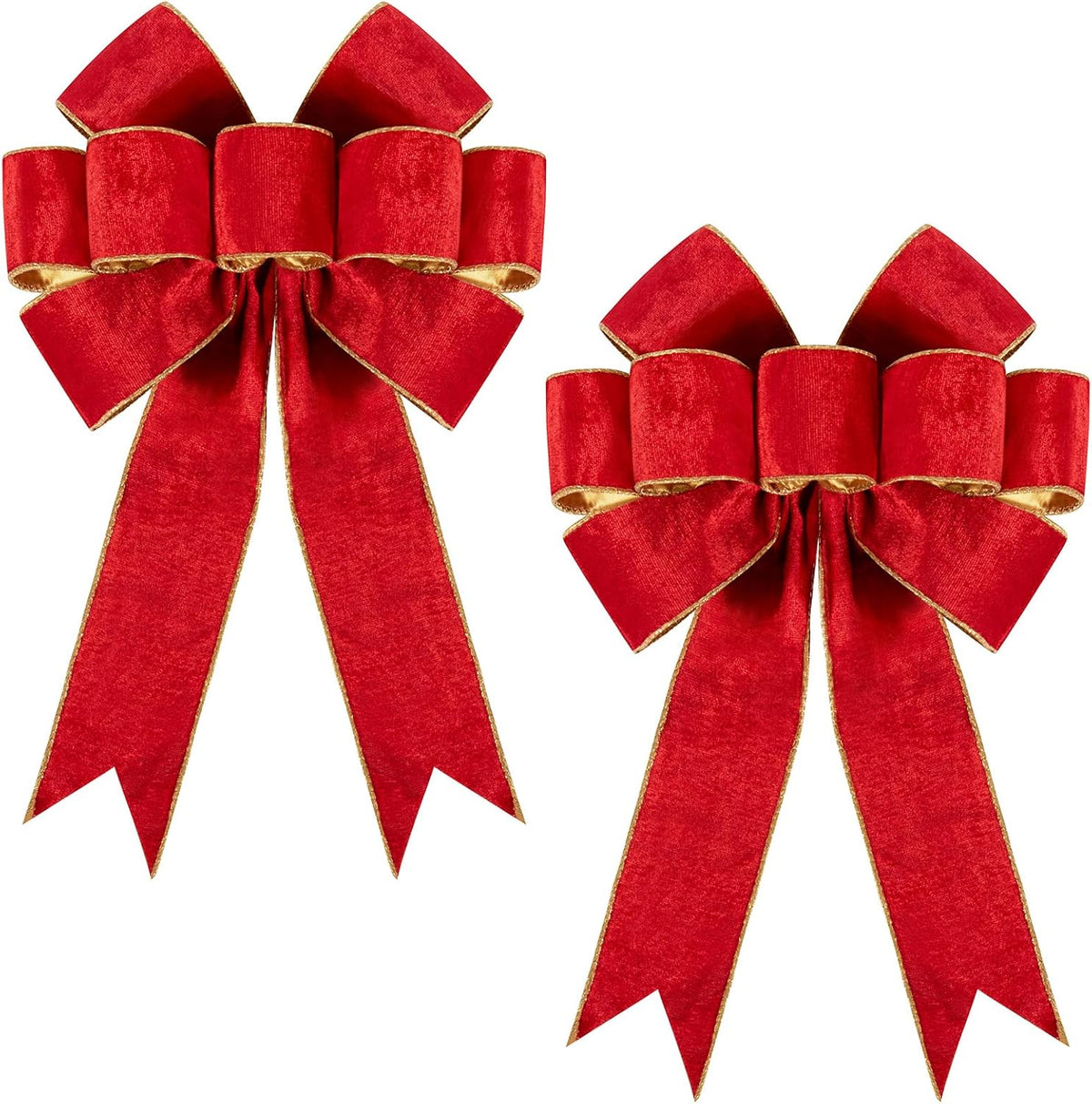 2pcs Large Christmas Bows Velvet Red Bows Holiday Red Christmas Bows Decorations for Wreath Velvet
