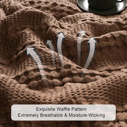 PHF Cooling Waffle Blanket King Size, Lightweight 60% Viscose from Bamboo & 40% Cotton. Breathable