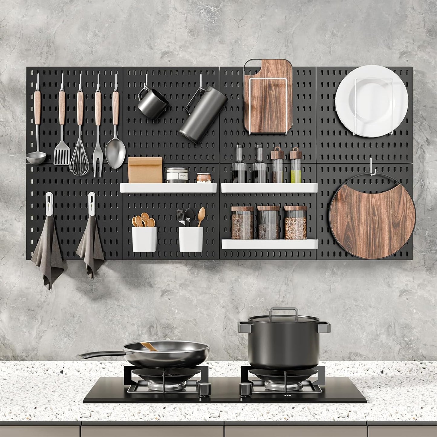 Pegboard Combination Kit, 25.2" x 50.4" Wall Mounted Storage Set with 8 Pegboards & 40 Accessories