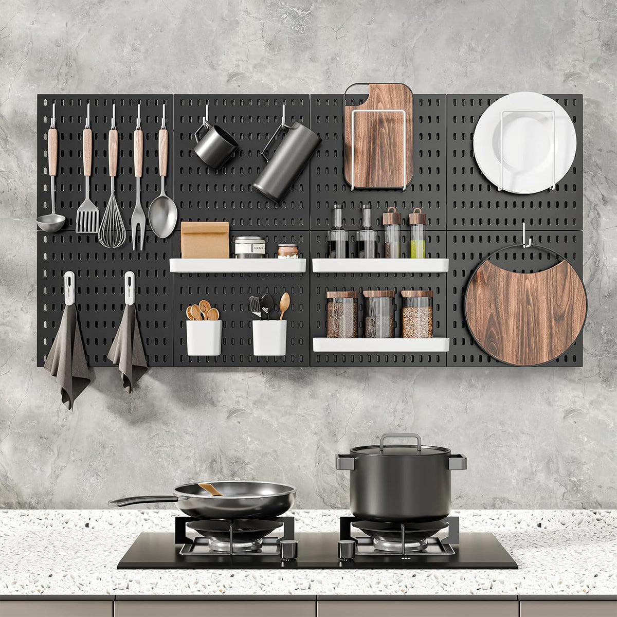 Pegboard Combination Kit, 25.2" x 50.4" Wall Mounted Storage Set with 8 Pegboards & 40 Accessories