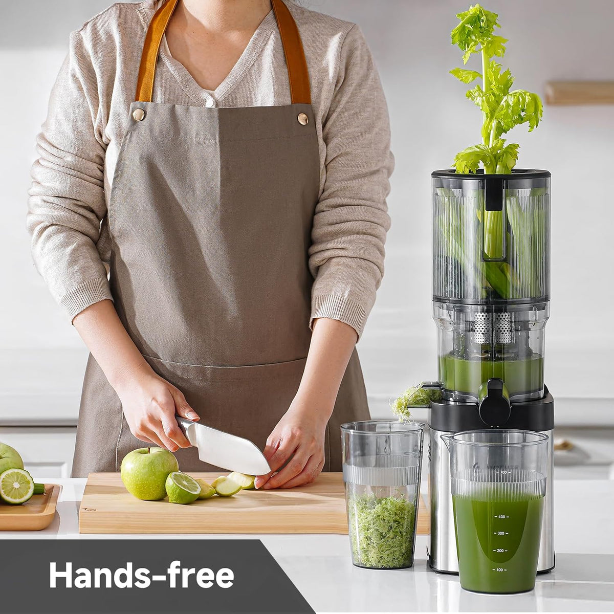 AMZCHEF Cold Press Juicer, Juicers Machines - 5.4" Large Feed Chute for Whole Fruits & Vegetables