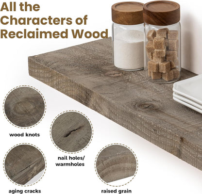 48 Inch Fireplace Mantel Shelf - 8 Inch Deep Rustic Solid Reclaimed Wood Floating Shelf, Wall