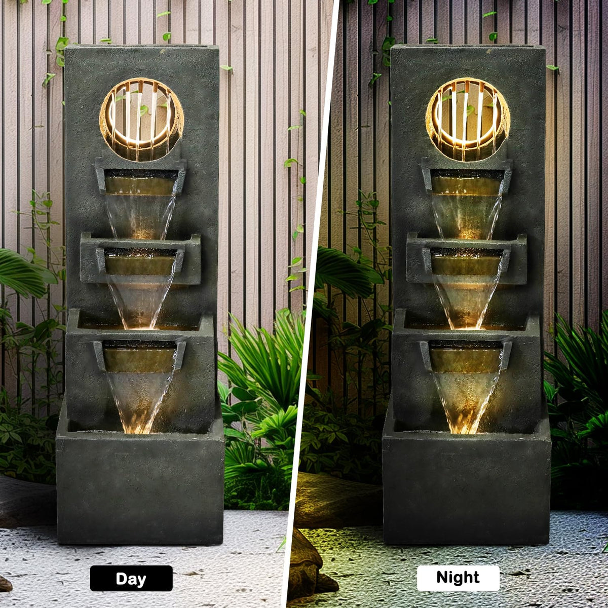 Naturefalls 39.3” H Modern Outdoor Fountain - 4-Tiered Outdoor Garden Fountains with Contemporary