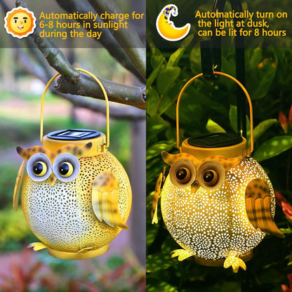 2 Pack Hanging Solar Lanterns - Garden Light Waterproof Metal Decorative Solar Lantern Lights