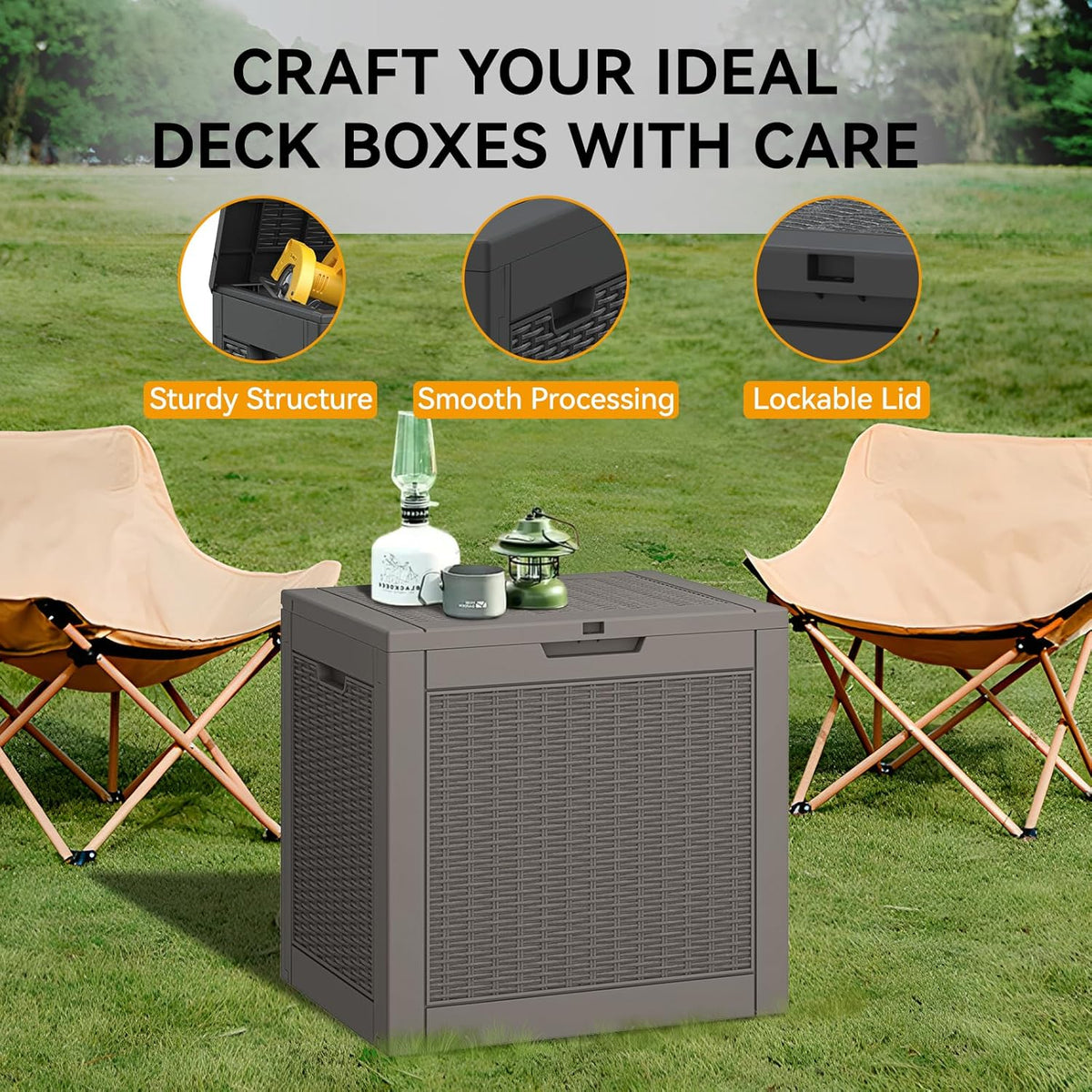 KAMABOKO 31 Gallon Outdoor Storage Box, Resin Deck Boxes Indoor and outdoor, Waterproof Storage Box