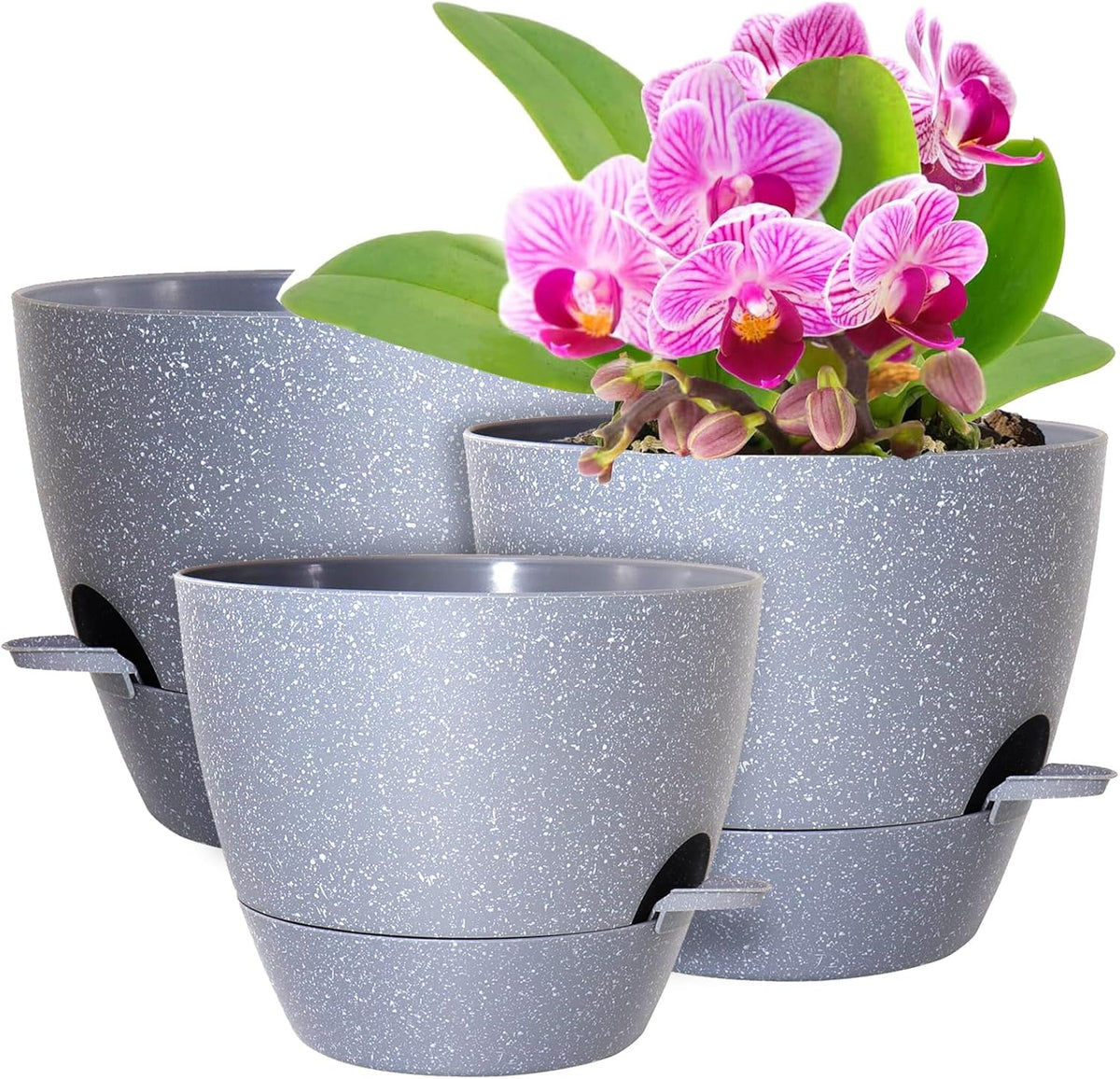 Big Self Watering Pots 12/10/9 inch, Planter, Plant Pots with Mesh Drainage Holes for Indoor