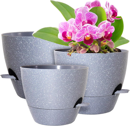 Big Self Watering Pots 12/10/9 inch, Planter, Plant Pots with Mesh Drainage Holes for Indoor