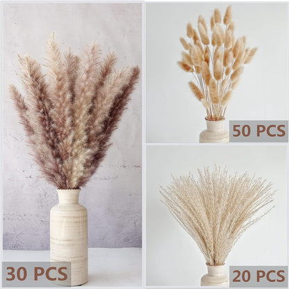 Natural Dried Pampas Grass Decor, Brown Pampas Grass， Bunny Tails Dried Flowers, Reed Grass Bouquet