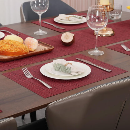 Myir JUN Placemats Set of 8, Vinyl Woven Placemats Place Mats Indoor Set of 8 Washable Table Mats