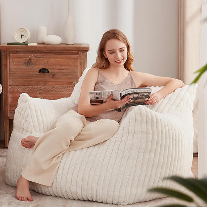 Giant Bean Bag Chairs for Adults Teens, Large Bean Bag Sofa Chairs with Filling Comfy Fuzzy BeanBag