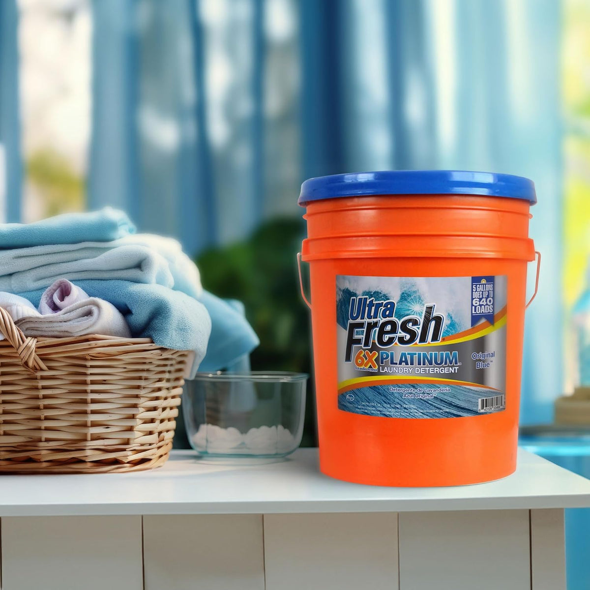 Ultra Fresh 5 Gallon Liquid Laundry Detergent Washing Soap for All Machine Types, 6X Platinum, Up