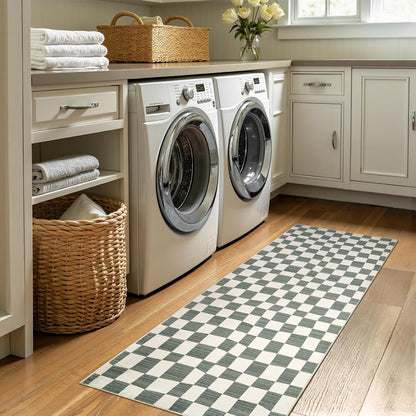 jinchan Runner Rug 2x6 Hallway Washable Modern Checkered Geometric Lattice Kids Bedroom Rug Indoor