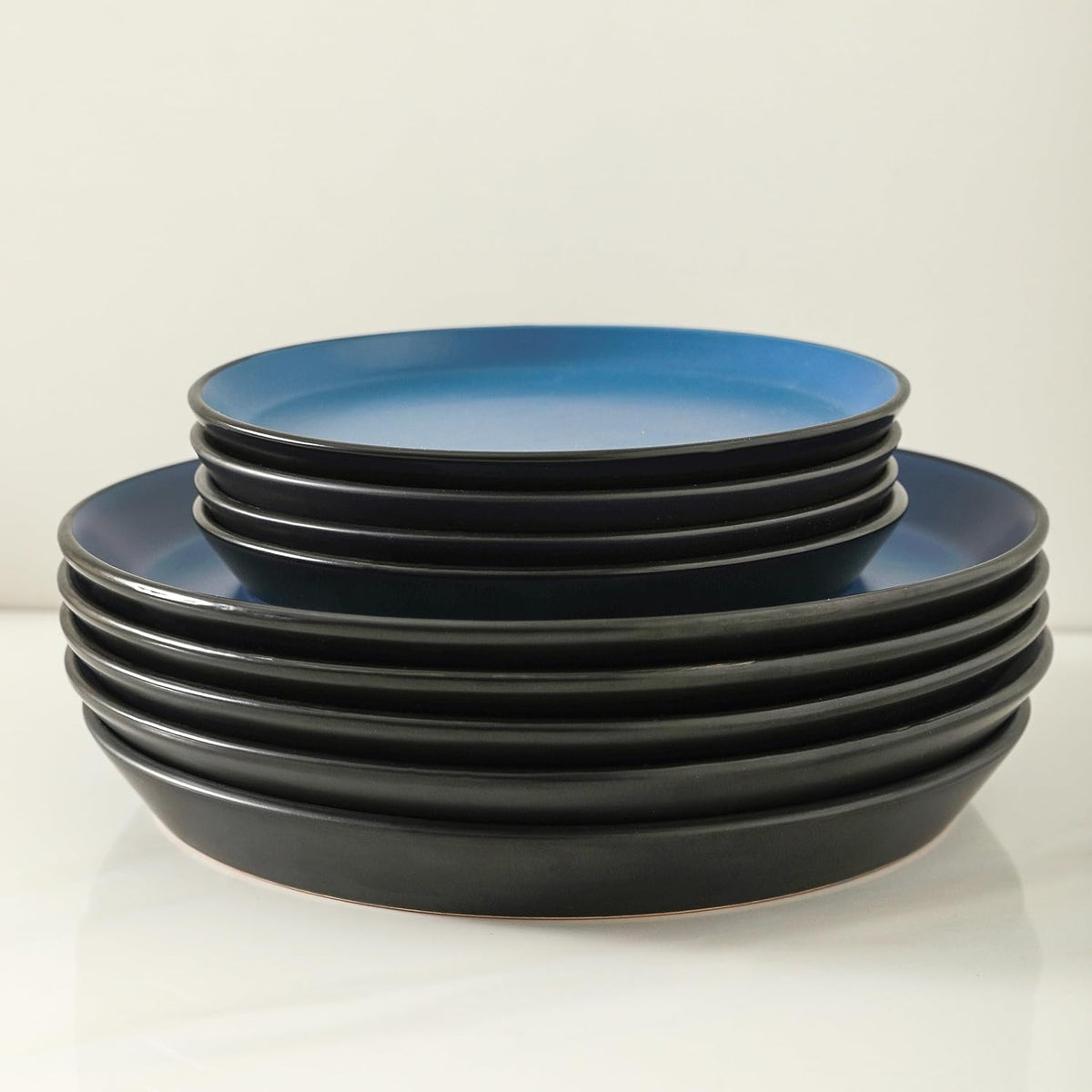 Stone Lain Albie Stoneware 16-Piece Modern Dinnerware Set, Kitchen Plates and Bowls Sets, Dish Set
