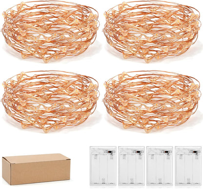 Led Fairy Lights Battery Operated, 4 Packs Mini Battery Powered Copper Wire Starry Fairy Lights for