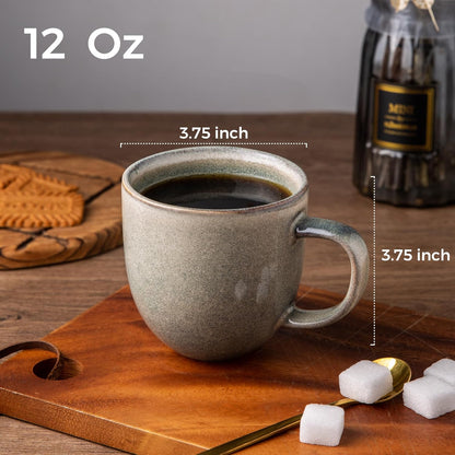 AmorArc 12oz Coffee Mugs, Ceramic Coffee Mugs set of 6 for Man, Woman, Dad, Mom, Modern Coffee Cups