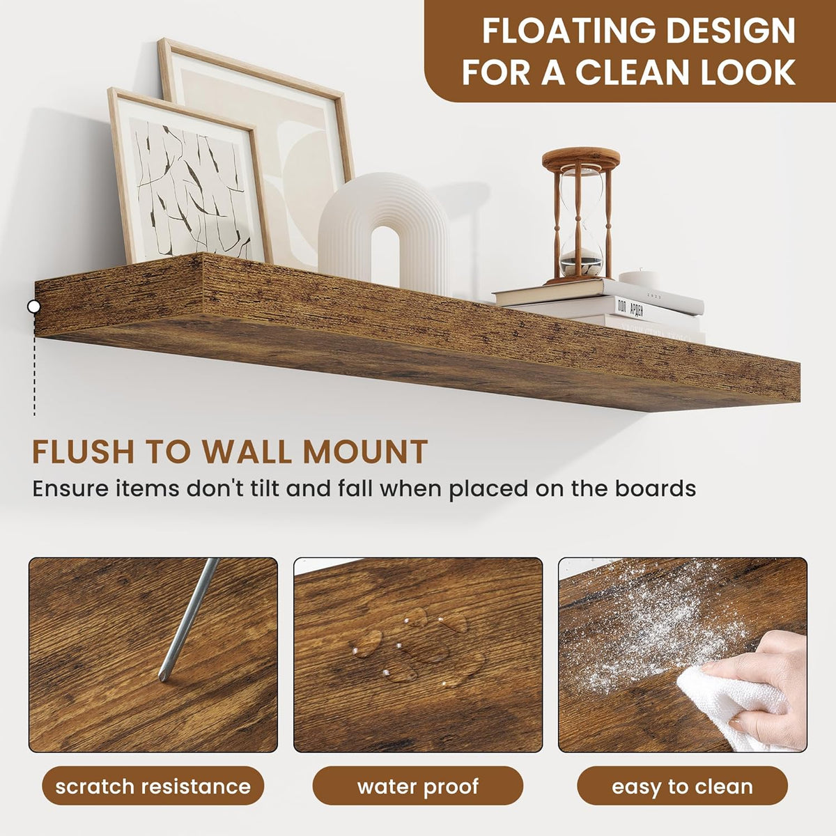fuqing Floating Shelves for Wall, Bathroom Shelf Wall Mounted for Storage, Shelves with Invisible