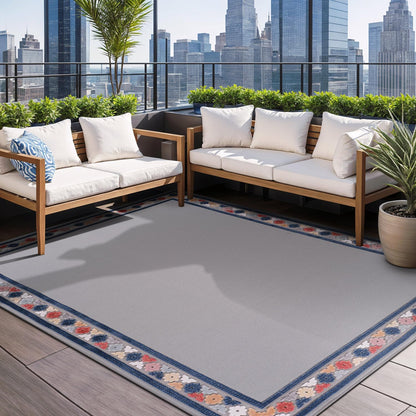 Beverly Rug Outdoor Rug 9x12 Modern Bordered Large Area Rugs for Indoor and Outdoor Patio Easy to