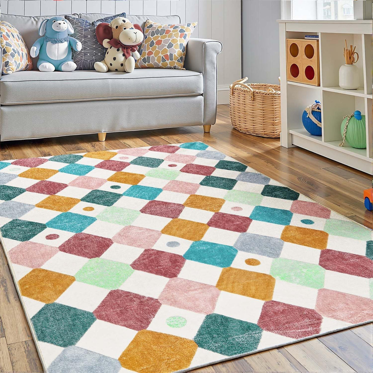 jinchan Area Rug 3x5 Kids Washable Indoor Floor Cover Non-Slip Modern Soft Rug Elementary School