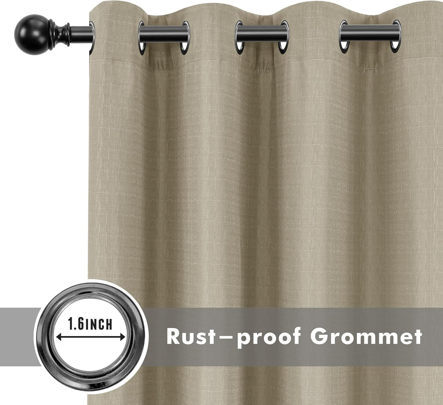 HolidayIdeas 6 Panels Linen Outdoor Curtains for Patio Waterproof Taupe Outside Curtains 54x84