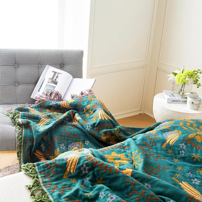 MSGKV Boho Throw Blanket Cotton Blanket for Couch and Sofa Cover for Living Room Summer Throw Cozy