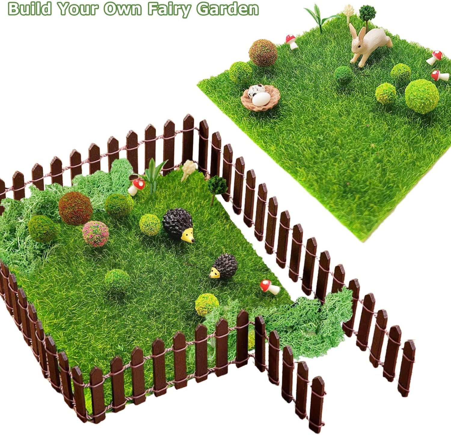 Miniature Garden Accessories, 36Pcs, 6in x 6in Fairy Artificial Grass, Fake Moss, Mini Fairy Garden