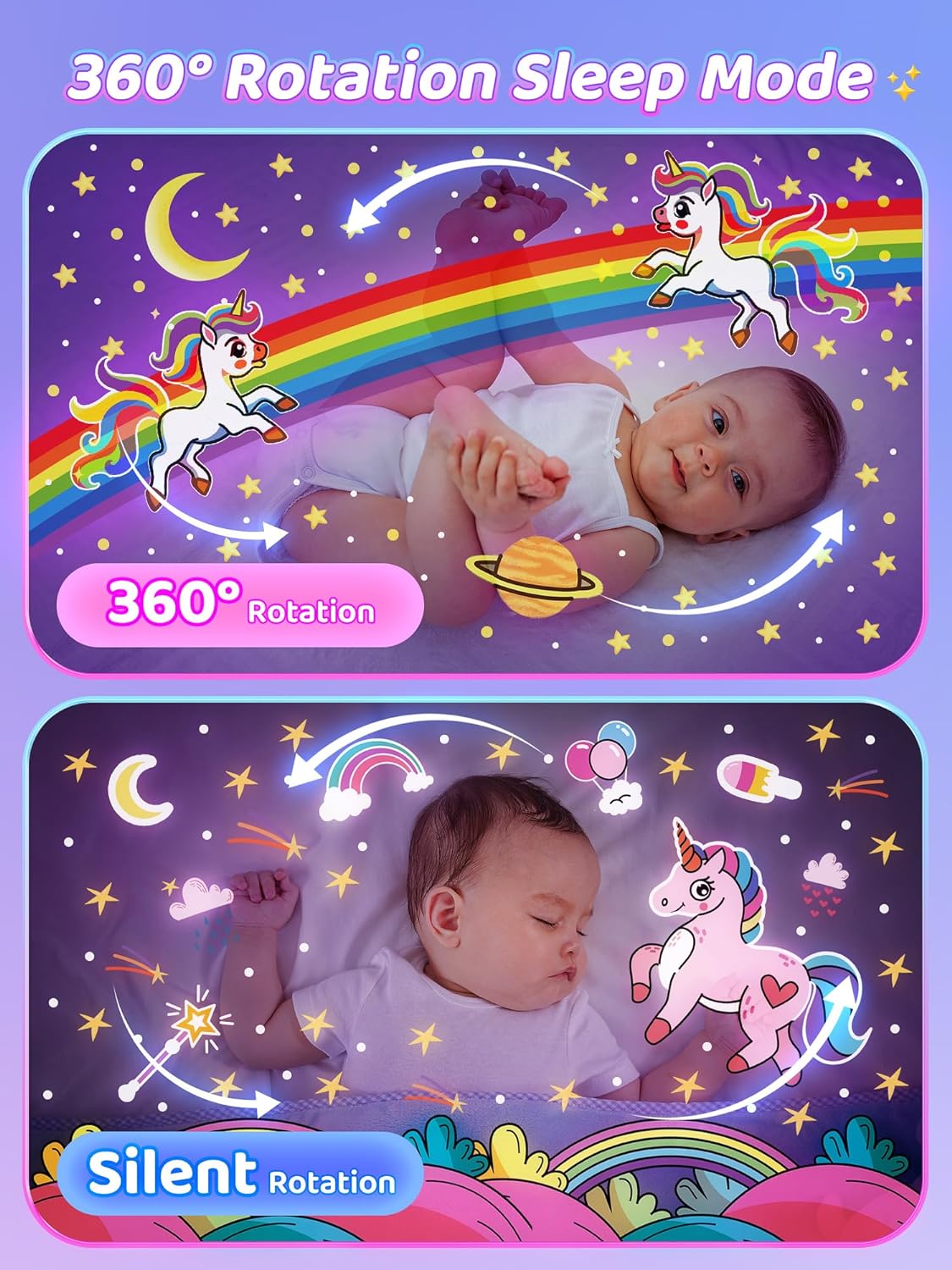 Sound Machine Baby Night Light Projector, 10 White Noise | 21 Colors | 15 Films Toddler Night Light