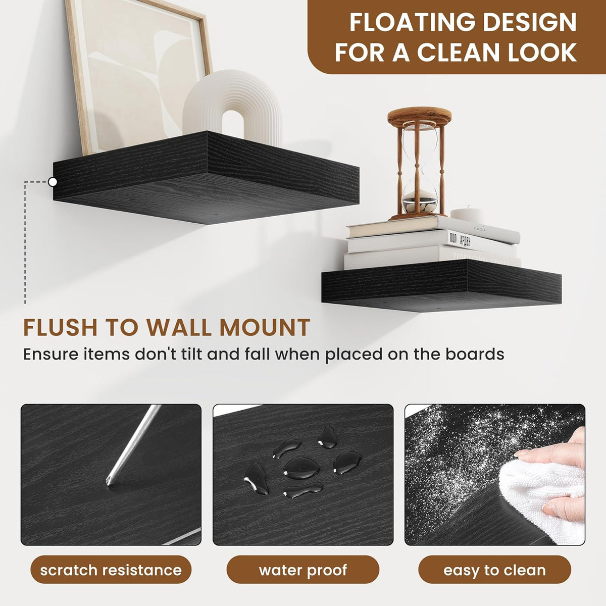 fuqing Floating Shelves for Wall, Bathroom Shelf Wall Mounted for Storage, Shelves with Invisible