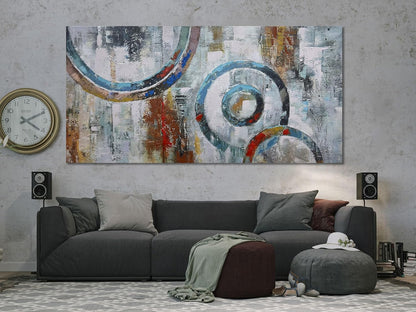 Arjun Abstract Wall Art Geometric Canvas Circle Block Painting Modern Grey Brown Picture Simple