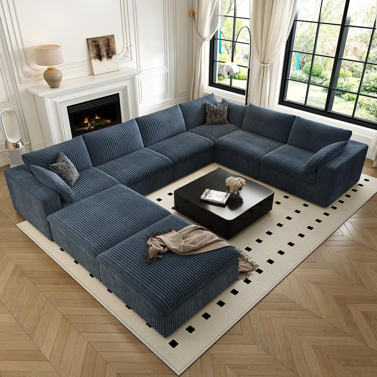 157.5" Cloud Couch Oversized Modular Sectional Sofa for Living Room,Modern Sofa with Deep Seat，8