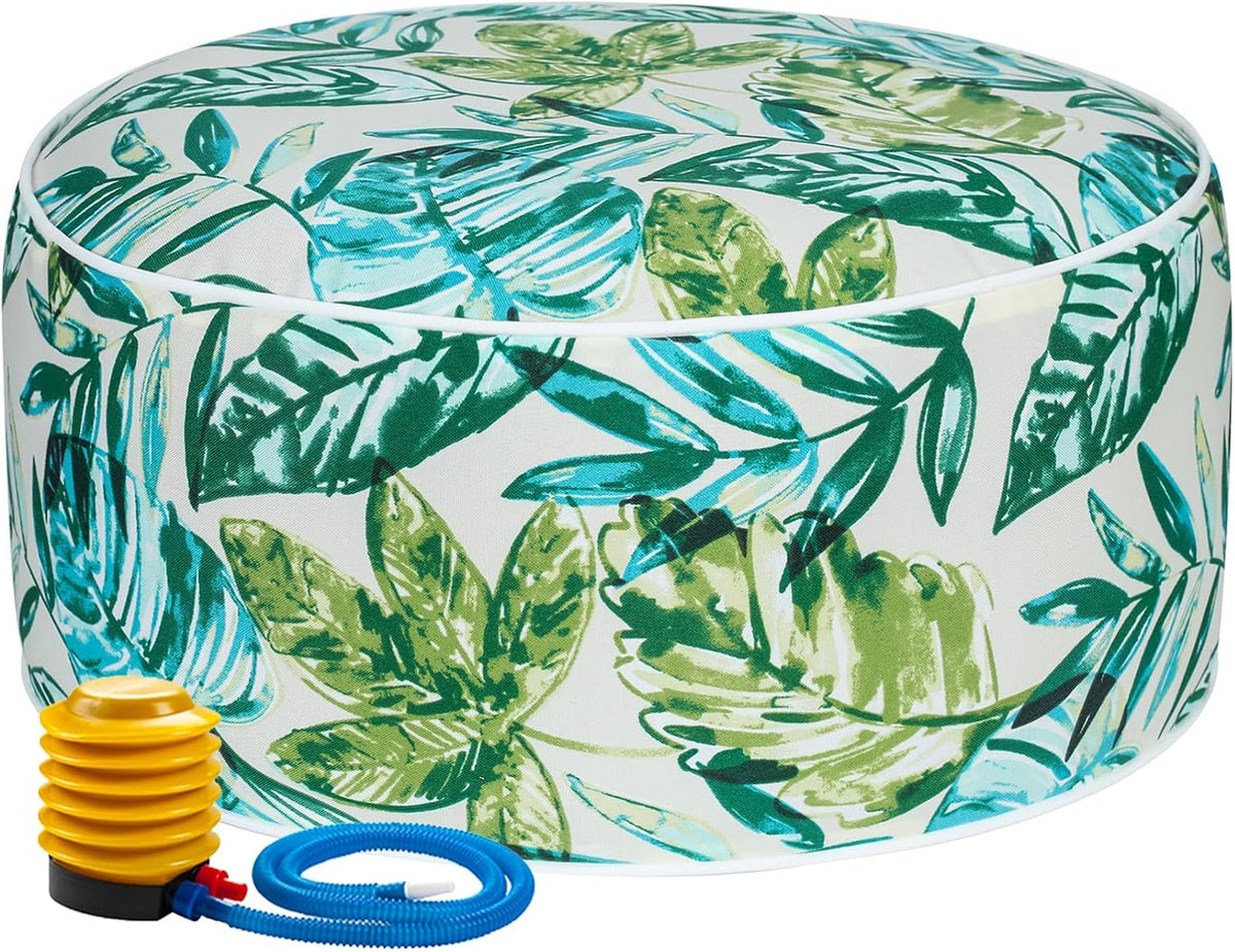 FUNHOME Inflatable Outdoor Ottoman with Air Pump,20"x9" Portable Patio Pouf,Water
