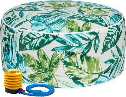 FUNHOME Inflatable Outdoor Ottoman with Air Pump,20"x9" Portable Patio Pouf,Water