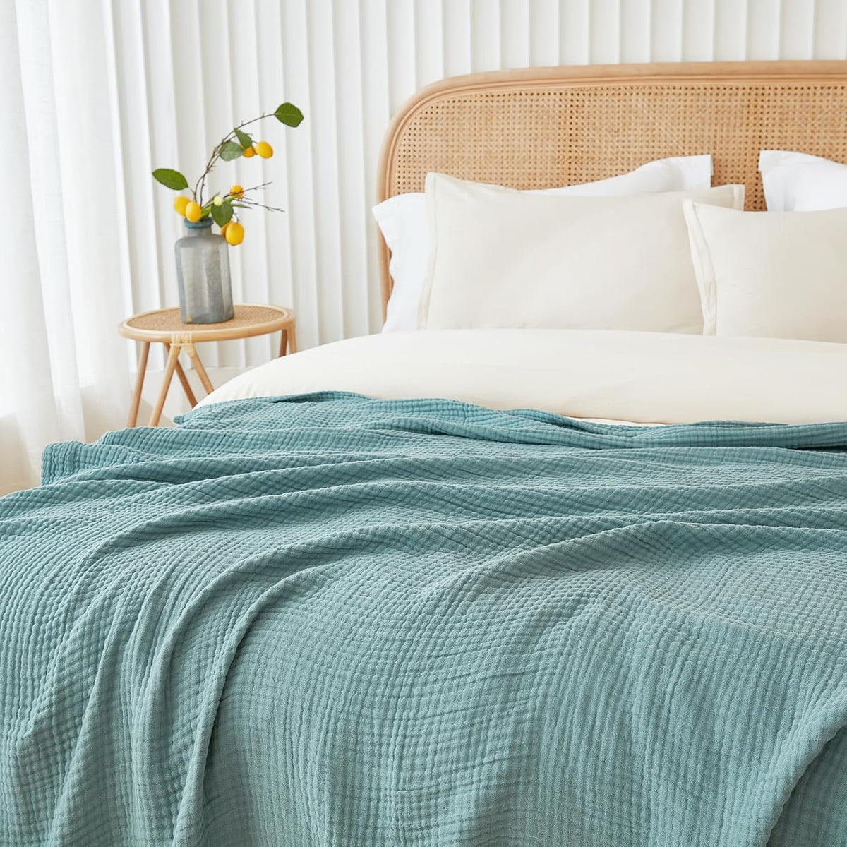 EMME Cotton Blanket Twin XL for Bed Soft Muslin Blankets 66"x90" Lightweight Breathable Layering