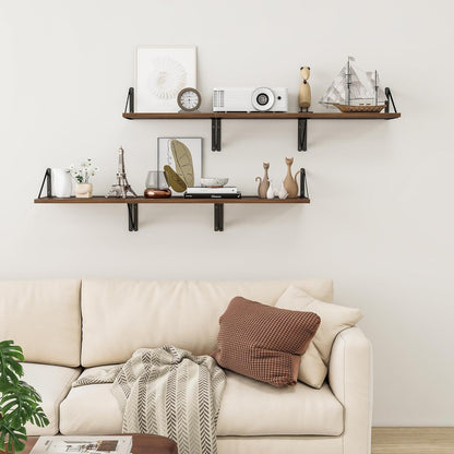 Heimlove Deep Floating Shelves for Wall, 12 Inch Deep Floating Shelves Set of 3, 16W x 12D Wood