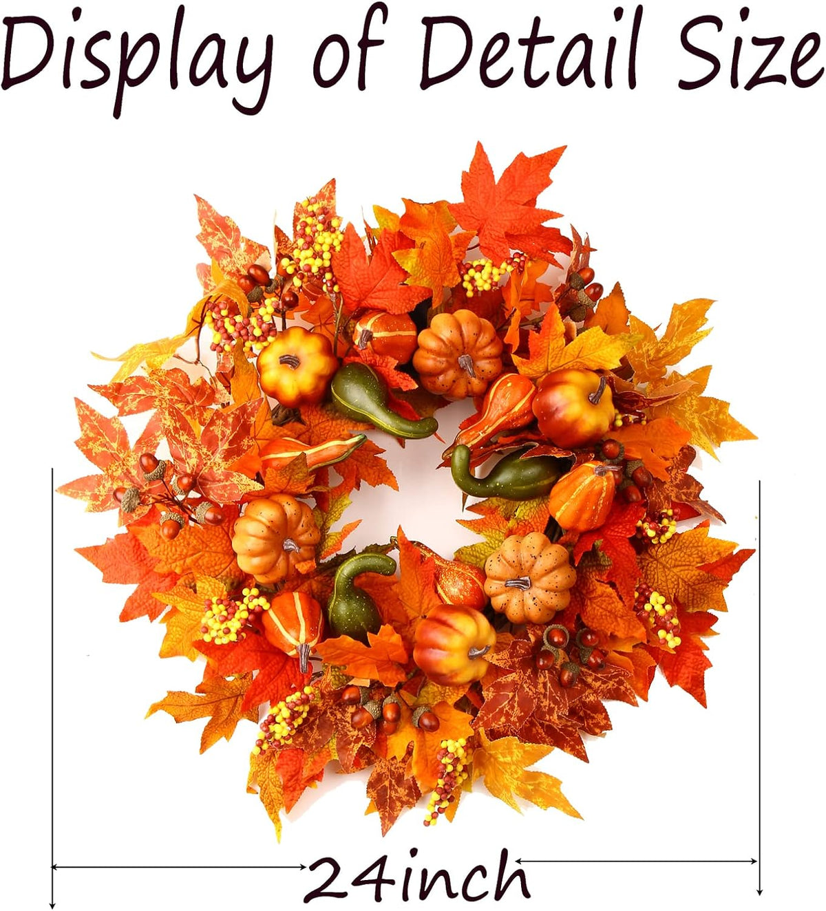 24 Inch Fall Wreaths for Front Door, Fall Decorations for Home,Fall Wreath,Autumn Wreath with