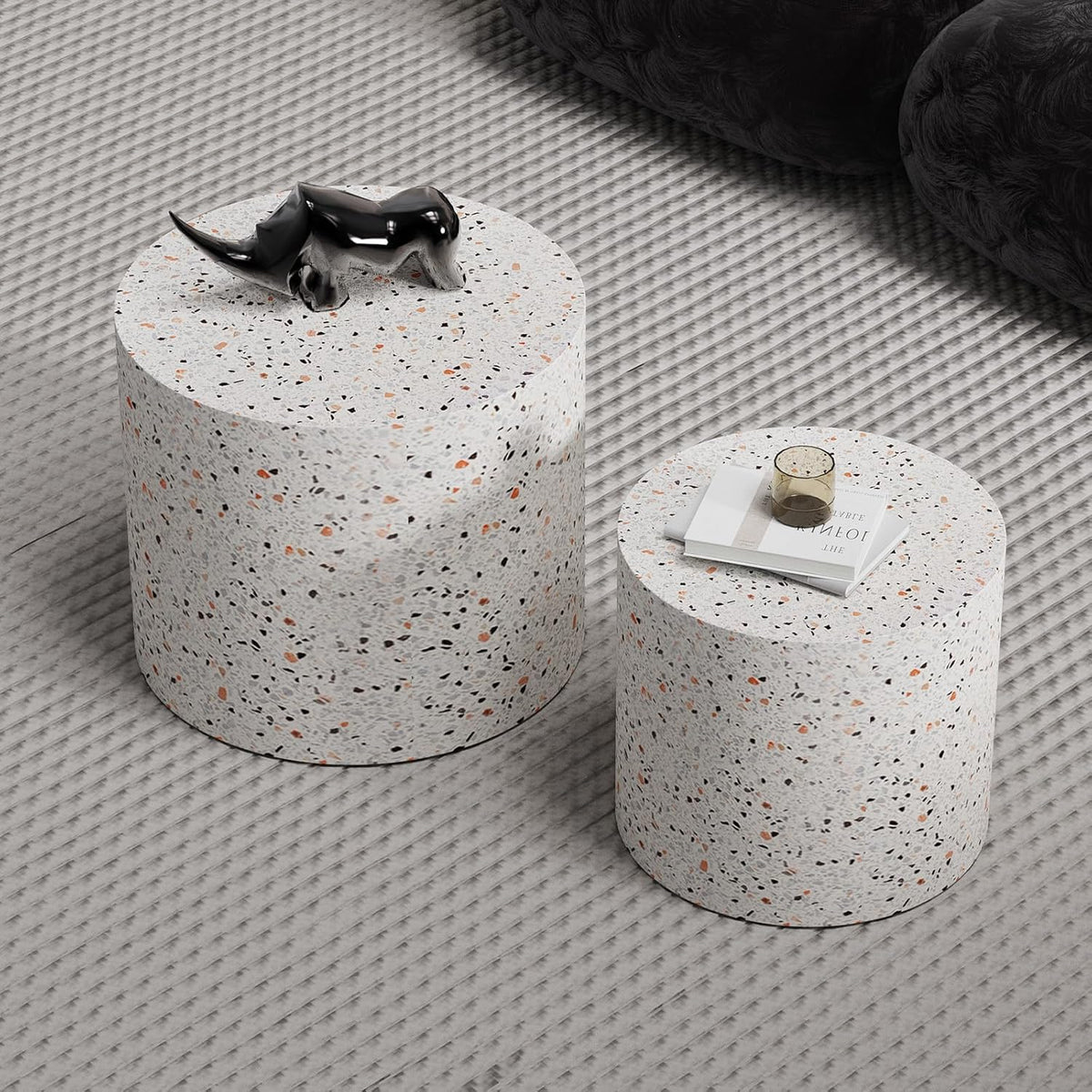 Round Nesting Coffee Tables Modern Terrazzo Coffee Table Small Round Coffee Table Circular Side