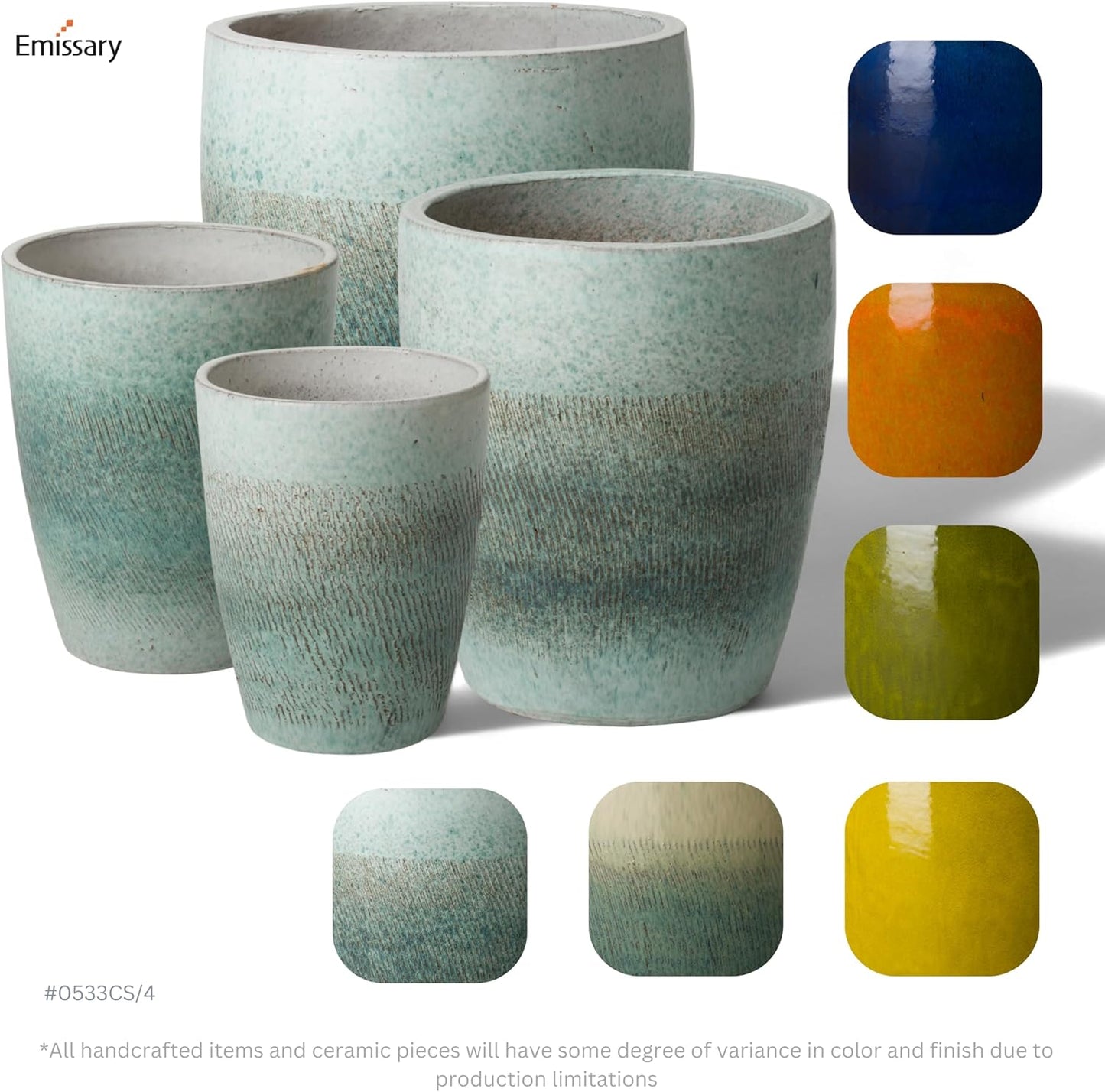Emissary Bullet 9.5 in. Coastal Splash Ceramic Round Planter (9.5 in. L x 9.5 in. W x 12 in. H)