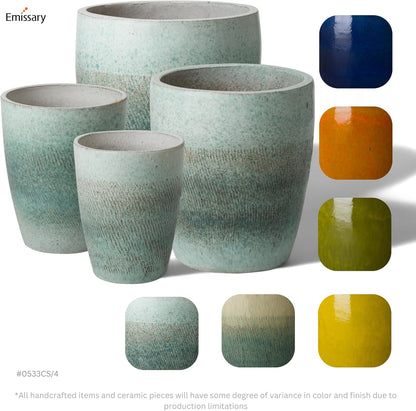 Emissary Home and Garden Bullet 11.5 in. Coastal Splash Ceramic Round Planter (11.5 in. L x 11.5