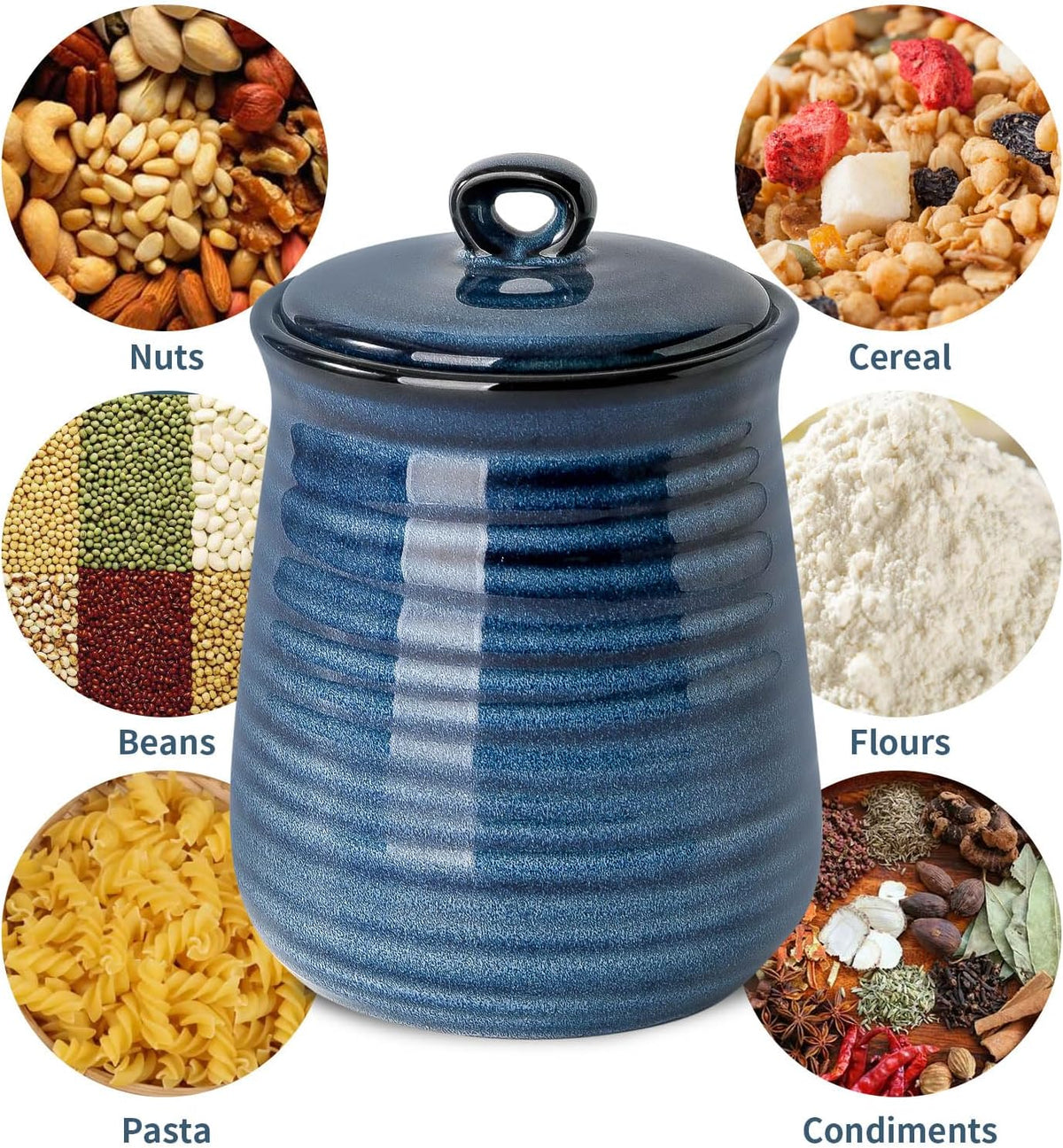 Hasense Kitchen Canisters Set with Airtight Lid for Countertop, 25 Ounce Ceramic Vintage Food