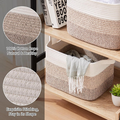 Storage Basket for Organizing, Woven Baskets for Storage, Rectangle Decorative Baskets for Shleves