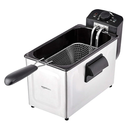 Amazon Basics 3.2-Qt (3.0L) Deep Fryer with 12-Cup Oil Capacity, Adjustable Temperature, Easy