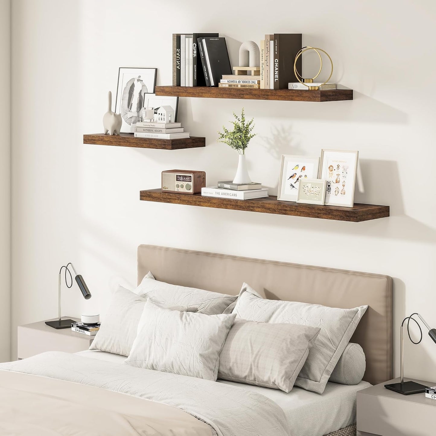 12" Deep Floating Shelves for Wall 55 Inches Long, Heavy Duty Wall Shelves for Bedroom Bathroom