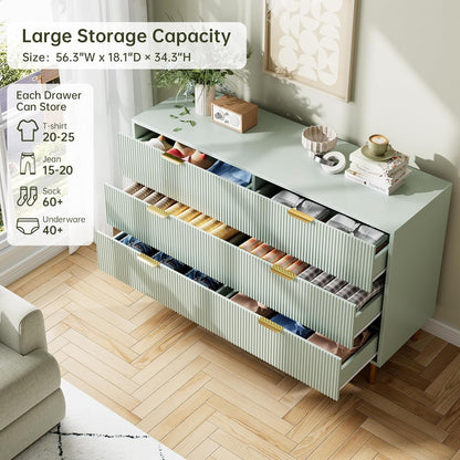 GAOMON 6 Drawer Dresser, Wood Chest of Drawers Organizer Storage with Gold Handle, Large Storage