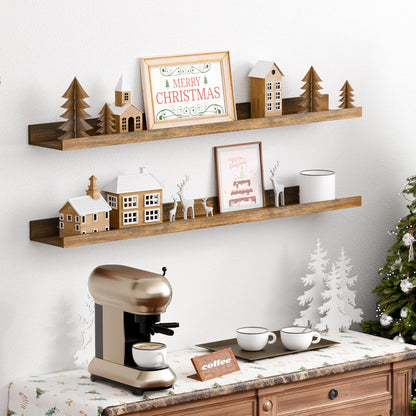 upsimples Floating Shelves for Wall, Wall Shelves for Decor Storage Set of 6, Wall Mounted Wood