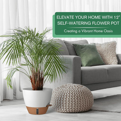 montresor 12/10/8 Inch Self Watering Pots for Indoor Plants Plastic Large Pot for Outdoor Plants