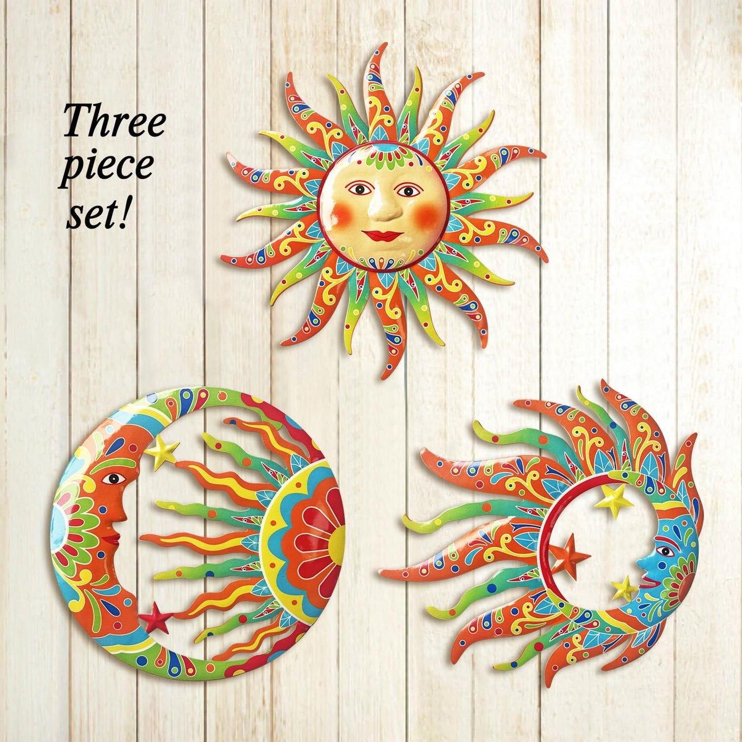 Limygus 3D Print Sun Wall Hanging, Wall Sculpture, Metal Wall Art Indoor/Outdoor Decor - 9”