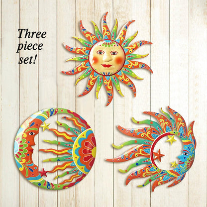 Limygus 3D Print Sun Wall Hanging, Wall Sculpture, Metal Wall Art Indoor/Outdoor Decor - 9”