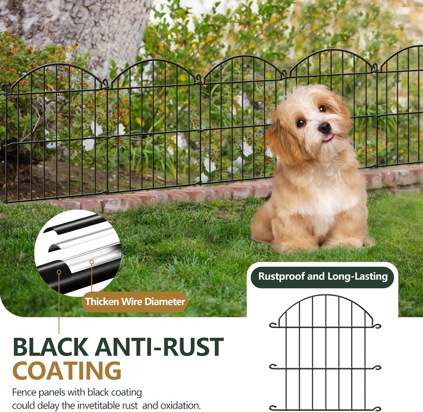32 Panels Garden Fence, 34ft x 23in Animal Barrier Fences for Rabbits Dogs, Rustproof Metal Gardens